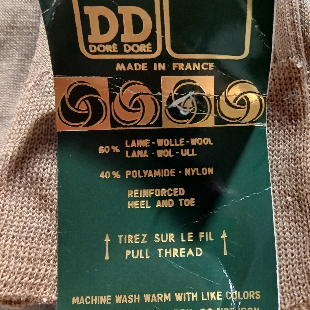 NEW DORE DORE DD French Mens Socks Tan Rib Calf Length  Wool Blend Sz L - 10/12